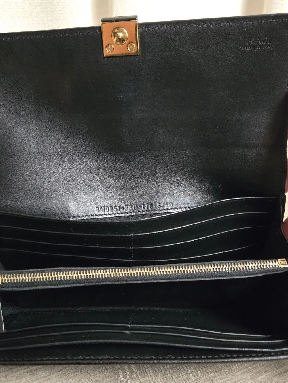 Fendi Roma Continental Black Leather Long Wallet Authentic 8M0251